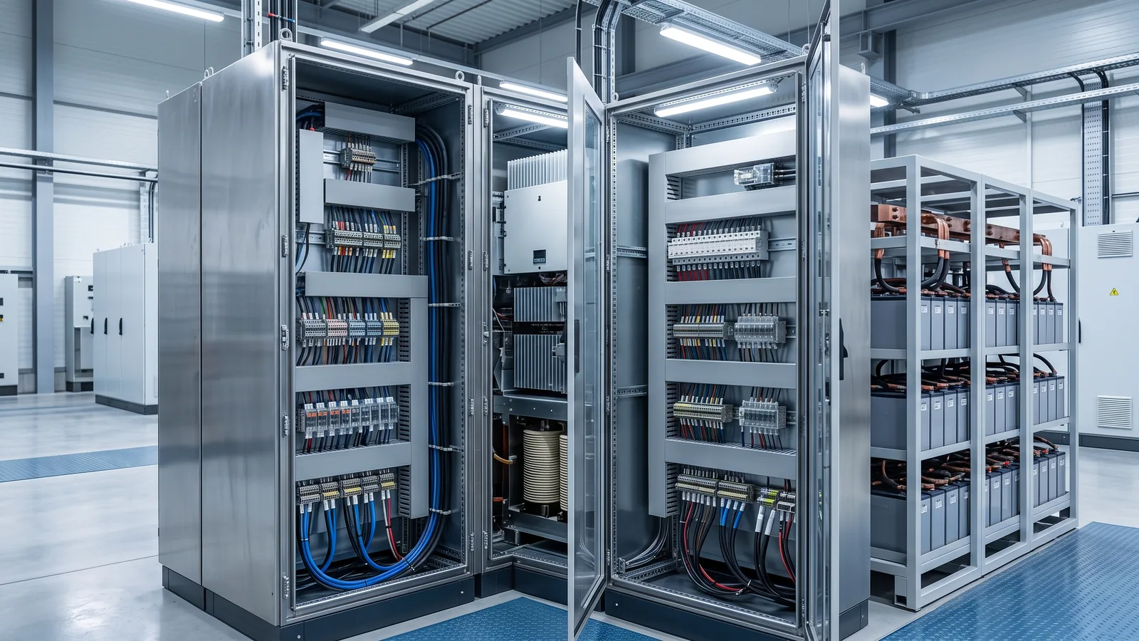 Rectificador industrial de corriente continua en una subestación eléctrica