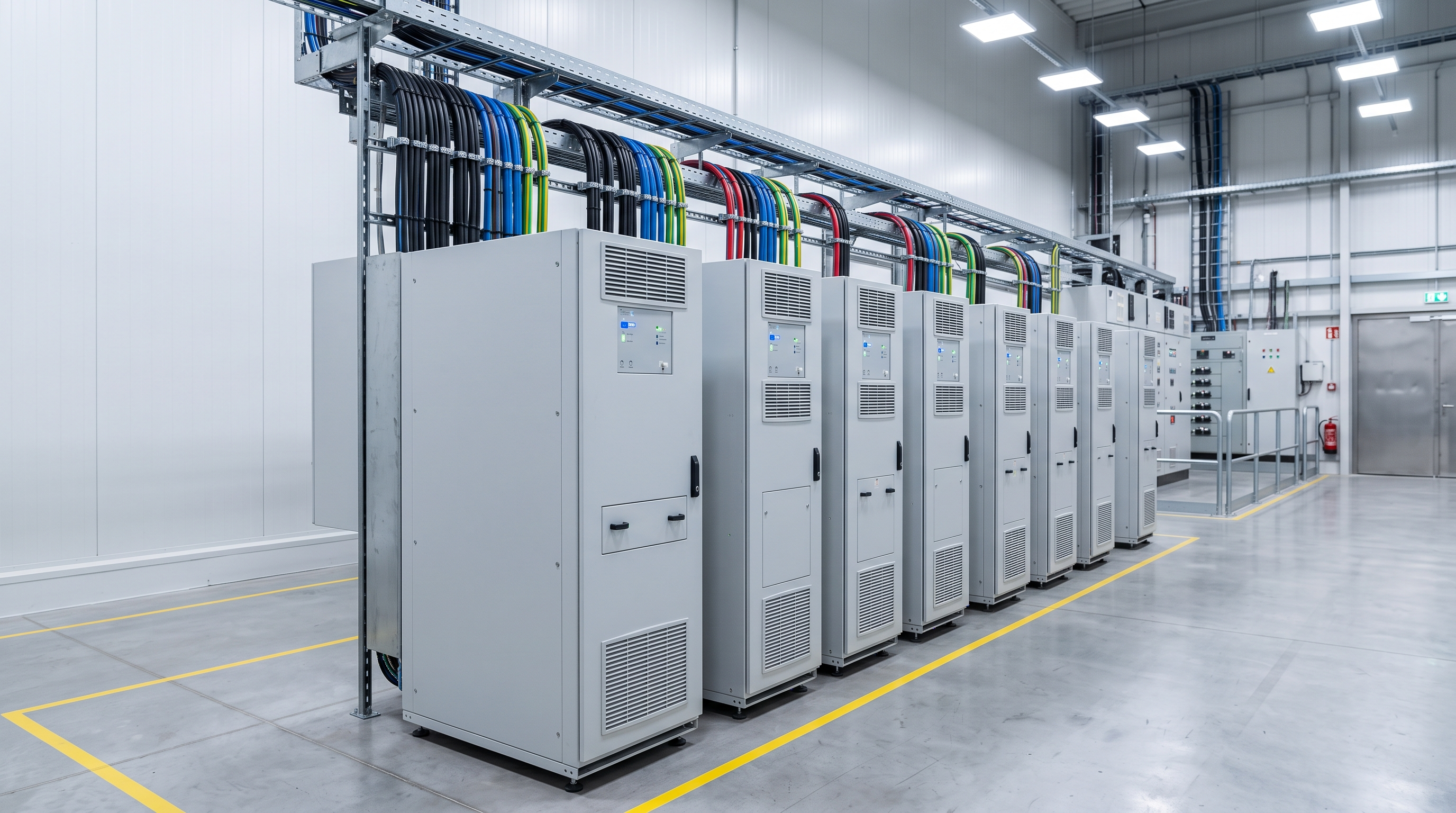 Gama de UPS ABB industriales modulares en una sala eléctrica