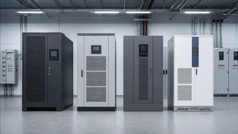 UPS industriales de distintas configuraciones en una sala eléctrica