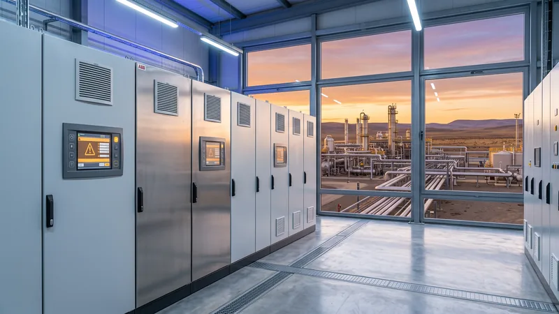 Sala eléctrica con UPS industrial en una planta de procesamiento de gas